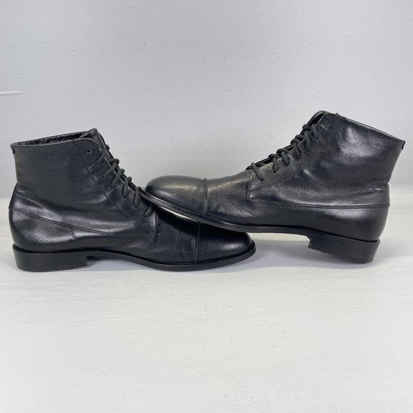 Alessandro Dell\'Acqua Boots Mens Size 42 Black Leather Cap Toe Shoes - Italy main image 9